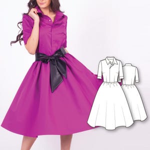 Shirt Dress Pattern - Sewing Patterns - Circle Skirt Dress Pattern - Dress Sewing Pattern - Sewing Tutorial - Fashion Patterns - Sew Pattern