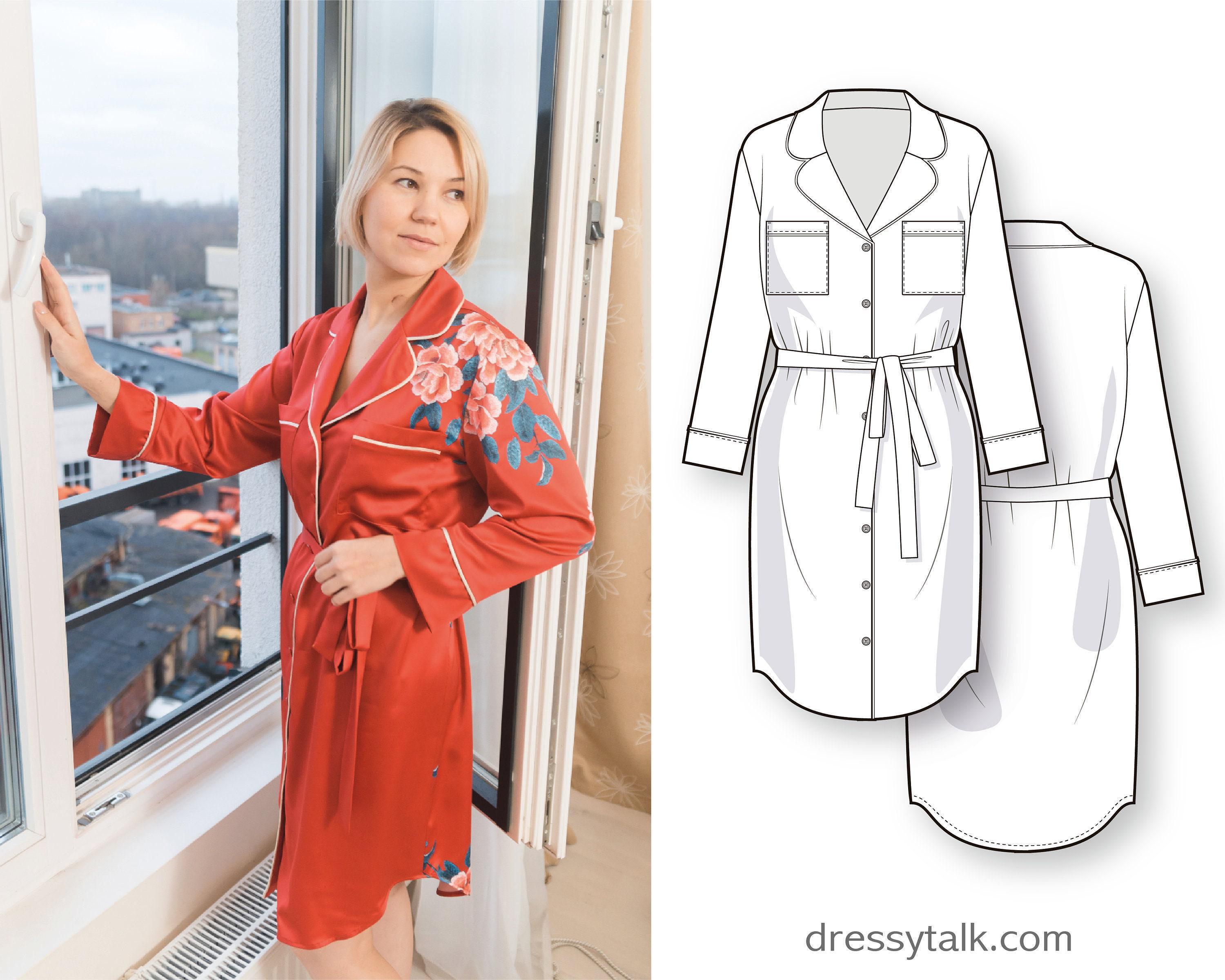 Robe Pattern - Sewing Pattern Women - Night Dress Patterns - Bathrobe ...