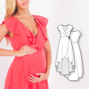 Maternity Sewing Patterns - Pregnancy Dress Patterns - Sewing Tutorial - Wrap Dress Pattern - Flounce Dress Pattern - Womens Sewing Patterns