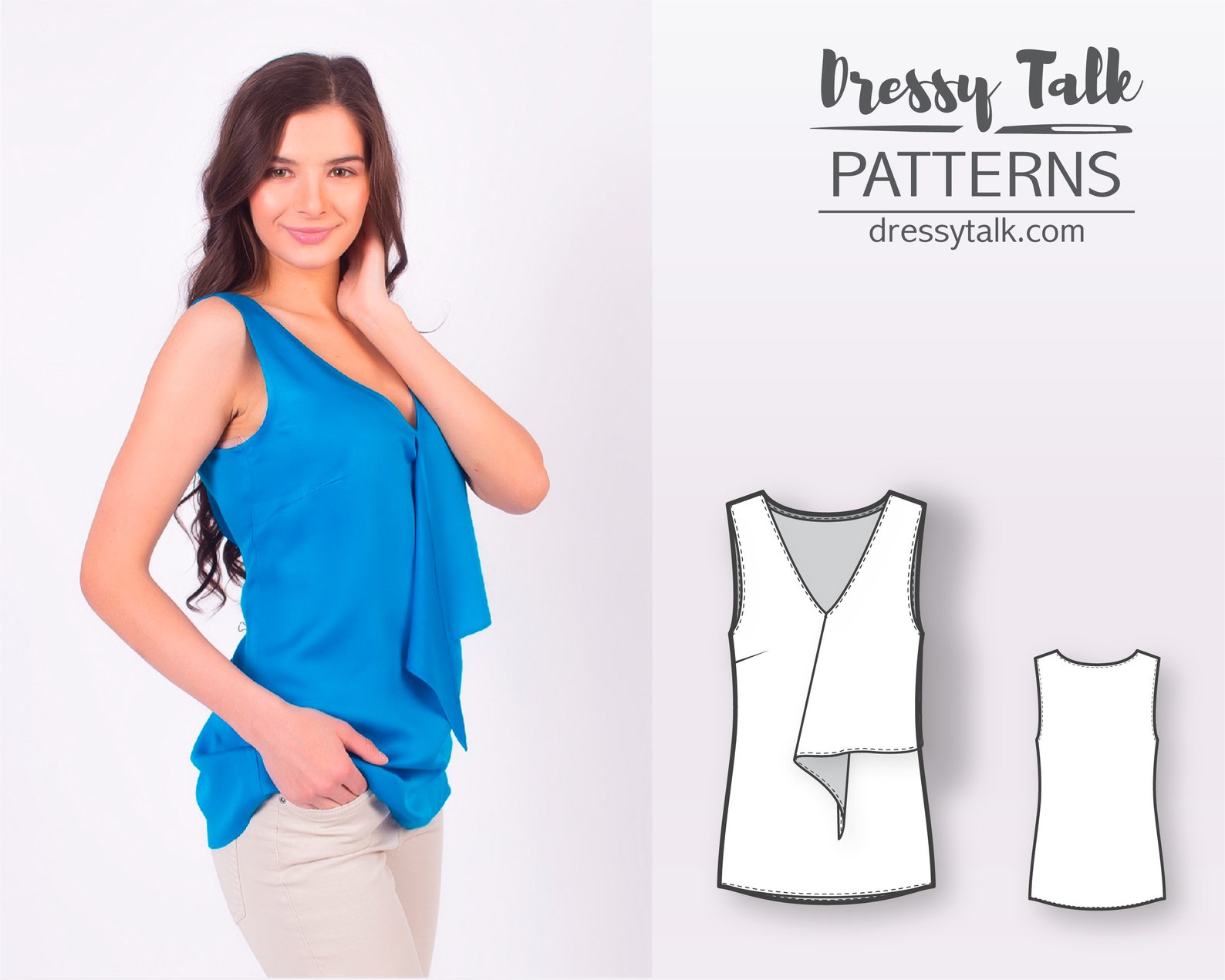 Sleeveless Blouse Pattern PDF Sewing Pattern Ruffle Etsy