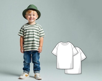 Jungen Schnittmuster PDF, Kinder Oversized T-Shirt Schnittmuster, Easy Anfänger Schnittmuster, Digitales Schnittmuster nähen, PDF Schnittmuster für Kinder