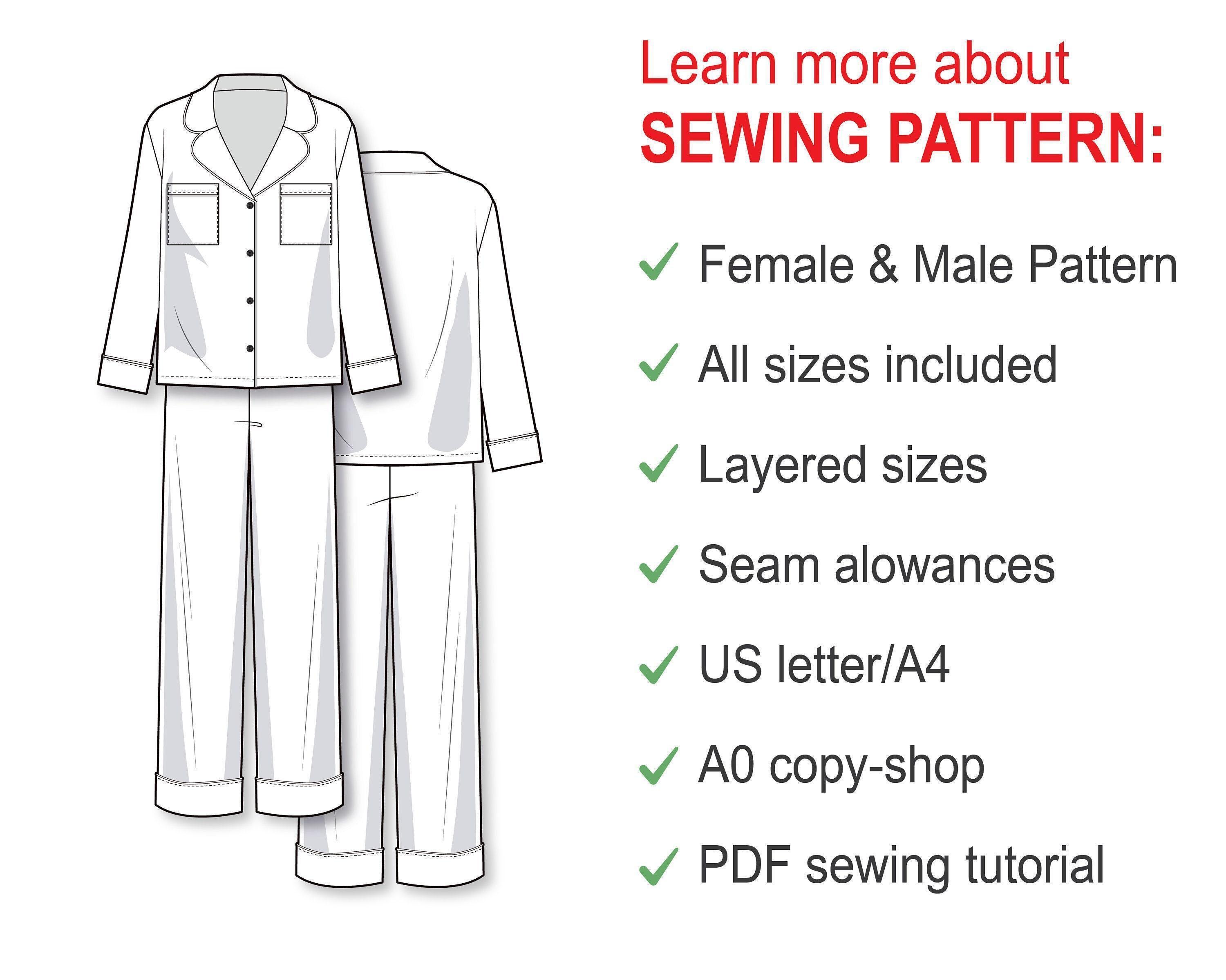 Red Pj Pattern Pattern Sewing PDF Bundle - Pajama Set Sewing Patterns for Men and ...