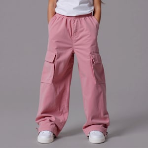 Cartamodello per pantaloni cargo larghi da bambina in formato PDF, modello di pantaloni per principianti facile da usare, modello digitale da scaricare immagine 2