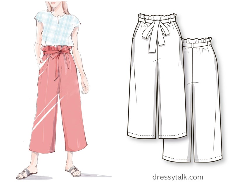 Culottes Sewing Pattern Linen Pants Sewing Pattern Elastic Etsy