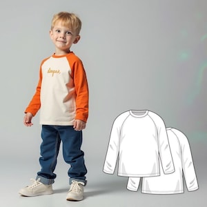 Boys Raglan T-Shirt Sewing Pattern PDF, Long Sleeve Pattern for Kids, Beginner Sewing Patterns, Easy Digital Sew Pattern Download