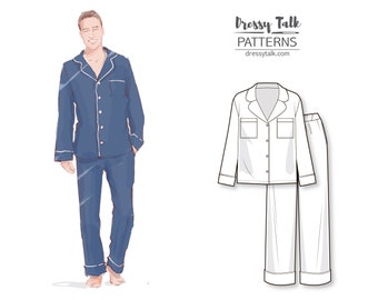 Pyjama Sewing Pattern - Sleepwear Patterns - Men's PDF Sewing Patterns - PDF Pajama Patterns - Pj Pattern - Pj Woven Pattern