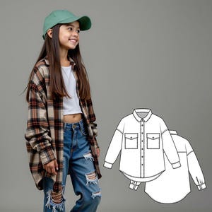 May include: A person wearing a green baseball cap, a white crop top, ripped blue jeans, and an oversized plaid shirt in brown, black, and beige. A white shirt design is also shown.