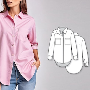 PDF Sewing Pattern For Woman - Woman Shirt Pattern - PDF Shirt Pattern - Button Down Shirt Pattern - Woman Blouse Pattern -Pattern For Woman
