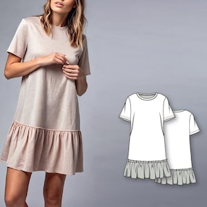 T-Shirt Dress Pattern - Sewing Patterns - Knit Dress Pattern - Jersey Pattern - Tunic Sewing Pattern - Cotton Dress Pattern - Tshirt pattern