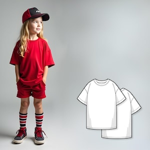 Girls Sewing Pattern PDF, Kids Oversized T-Shirt Pattern, Easy Beginner Top Sewing Pattern, Digital PDF Pattern Sew for Children
