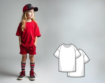 Girls Sewing Pattern PDF, Kids Oversized T-Shirt Pattern, Easy Beginner Top Sewing Pattern, Digital PDF Pattern Sew for Children