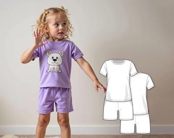 Easy Beginner Pajama Sewing Pattern, PDF Download for Knit Pajamas, Toddler Infant Boy Girl PJ Pattern