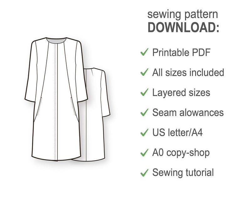 Womens Sewing Patterns - Sewing Tutorials - Coat Patterns - Jacket Coat Sewing Patterns - Clothing Patterns - Modern Sewing Patterns image 2