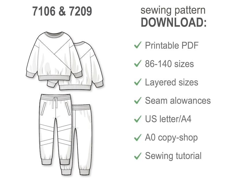 Traccksuit Pattern Color Block Tracksuit PDF Sewing Pattern, Beginner DIY Sweatshirt and ...