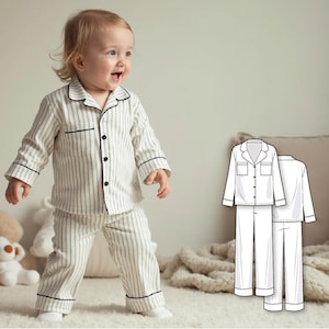 Woven Pajama PDF Pattern Sew, Kids Pajama Sewing Pattern for Boy Girl Toddler, Digital Pattern Download