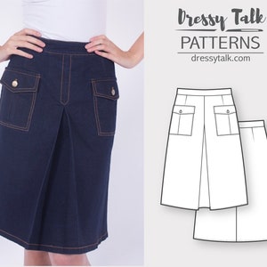 A-line Box Pleat Denim Skirt Sewing Pattern Skirt Pattern PDF Sewing ...