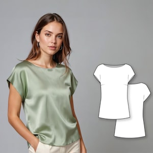 Basic woven cap sleeve t-shirt/blouse - Easy to sew PDF sewing pattern for women
