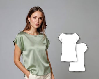 Basic woven cap sleeve t-shirt/blouse - Easy to sew PDF sewing pattern for women