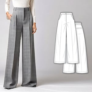 Pants Sewing Pattern - Ladies Formal Trousers Pattern - Flare Pants Pattern - Palazzo Pants Pattern - High Waisted Wide Leg Pants Pattern