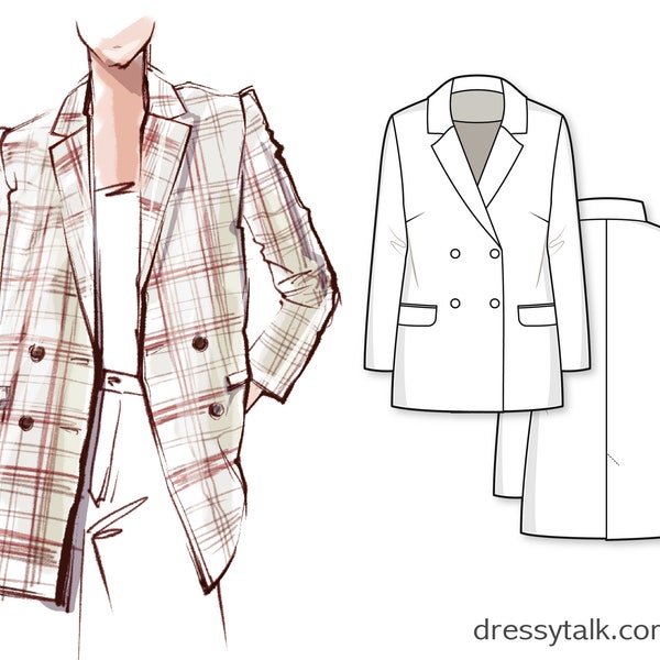 Blazer Sewing Patterns - Womens Sewing Pattern - Lined Double Breasted Jacket - Modern Sewing Pattern - Jacket Pattern - Blazer Pattern