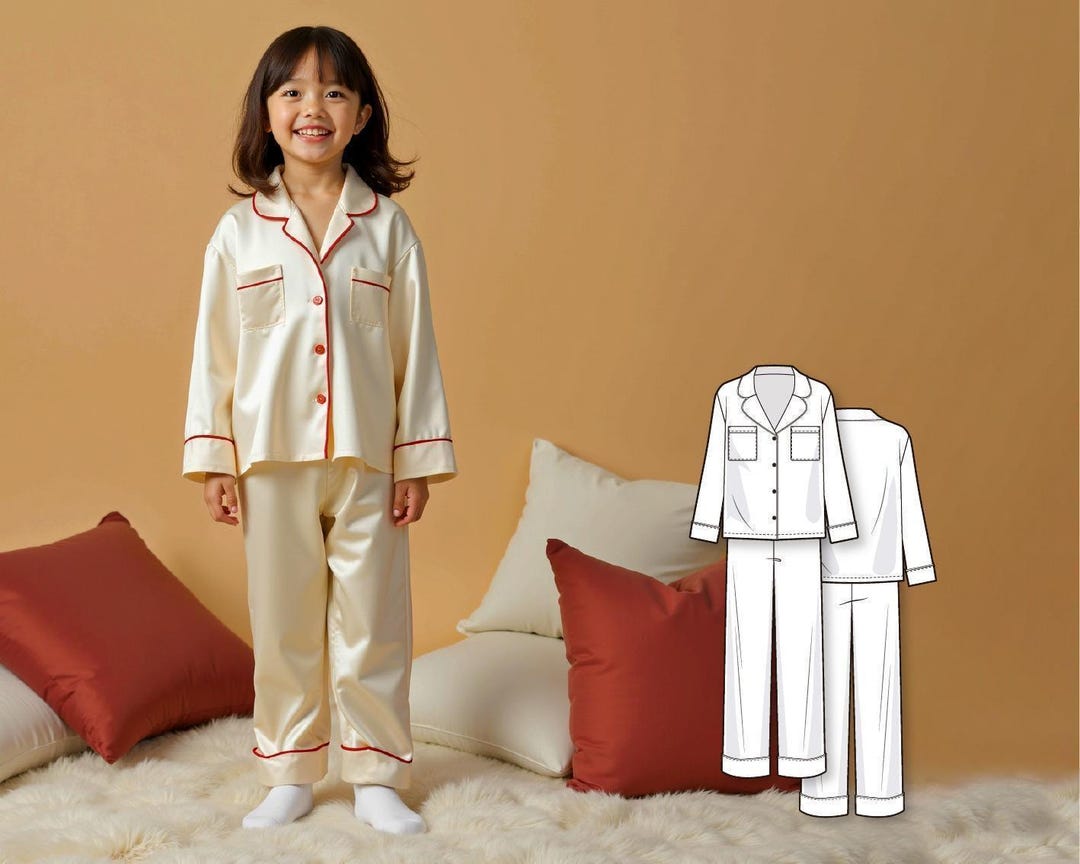 Set Notte Bimba 2 Pezzi Nidoul Pigiama Bambina 2 Pezzi - Set Estate Maniche Corte Con Tasca 3T-10Y Set Notte Bambini Cotone