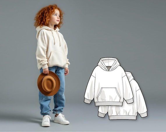 Kids Hoodie Sewing Pattern PDF, Easy Hoody Pattern for Girls, Beginner Sewing Digital Pattern, Printable Sewing Patterns for Children