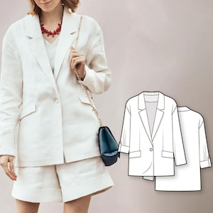 Jacke Schnittmuster - Damen Blazer Schnittmuster - Cardigan Schnittmuster - Kleidung Muster - Moderne Schnittmuster - PDF Patterns