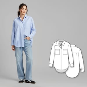 PDF Sewing Pattern For Woman - Woman Shirt Pattern - PDF Shirt Pattern - Button Down Shirt Pattern - Woman Blouse Pattern -Pattern For Woman