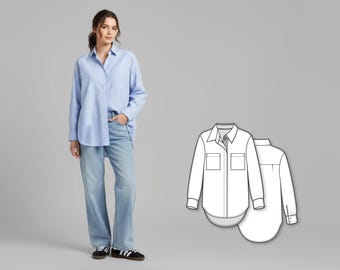 PDF Sewing Pattern For Woman - Woman Shirt Pattern - PDF Shirt Pattern - Button Down Shirt Pattern - Woman Blouse Pattern -Pattern For Woman