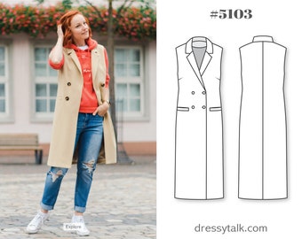 Vest Coat Sewing Pattern - Sleeveless Blazer Pattern - Jacket Pattern - Modern Pattern - Sewing Pattern For Woman - Fashion Patterns - PDF