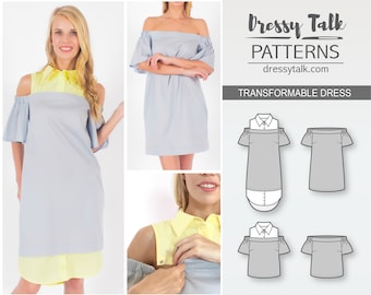 Dress Patterns - Off Shoulder Dress Pattern - Off Shoulder Top Pattern - Off Shoulder Pattern - Top Patterns - Shirt Dress Pattern