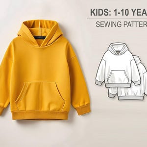Basic oversize hoodie for boys and girls - PDF sewing pattern for kids - age 1-10 years