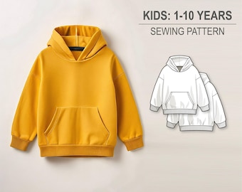 Basic oversize hoodie for boys and girls - PDF sewing pattern for kids - age 1-10 years