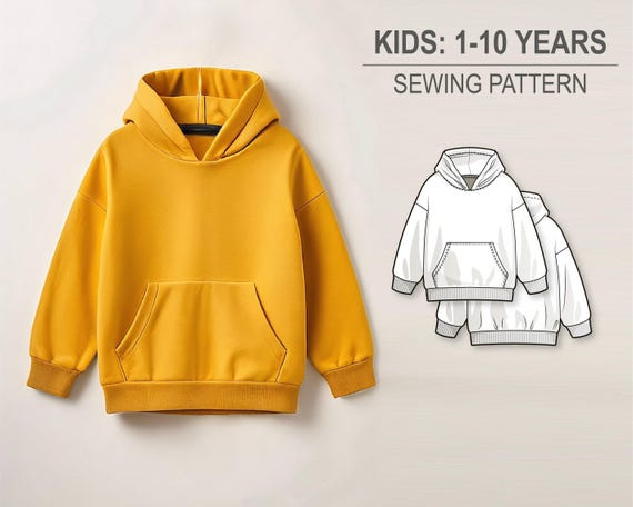 Basic oversize hoodie for boys and girls - PDF sewing pattern for kids - age 1-10 years