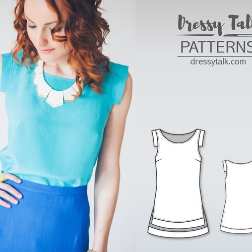 Short Sleeve Woven Blouse With Front Tie PDF Sewing Pattern - Etsy