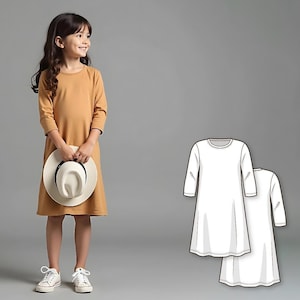 Girls Dress Sewing Pattern PDF, Baby and Kids Dress Pattern, Beginner Digital Sewing Pattern, Easy Printable Dress for Children