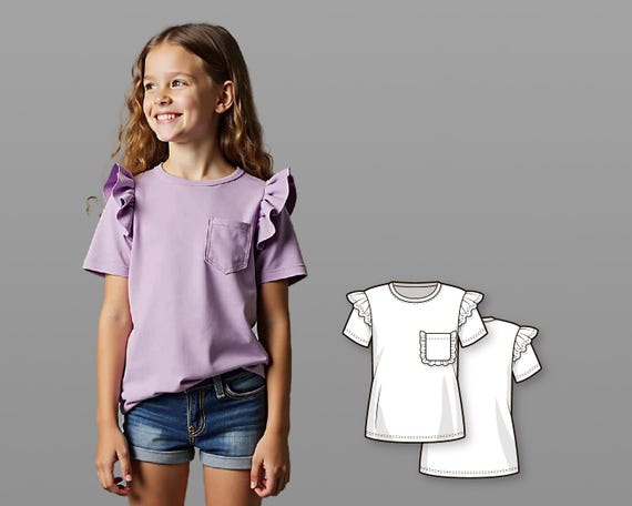 girl ruffle sleeve shirt