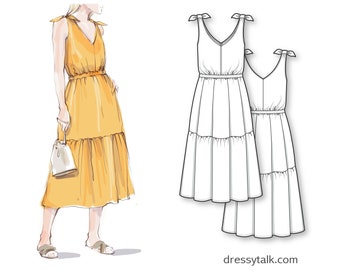 Dress Pattern - Sewing Pattern - Dress Patterns For Women - PDF Sewing Patterns - Summer Dress Patterns - Sundress Sewing Pattern -