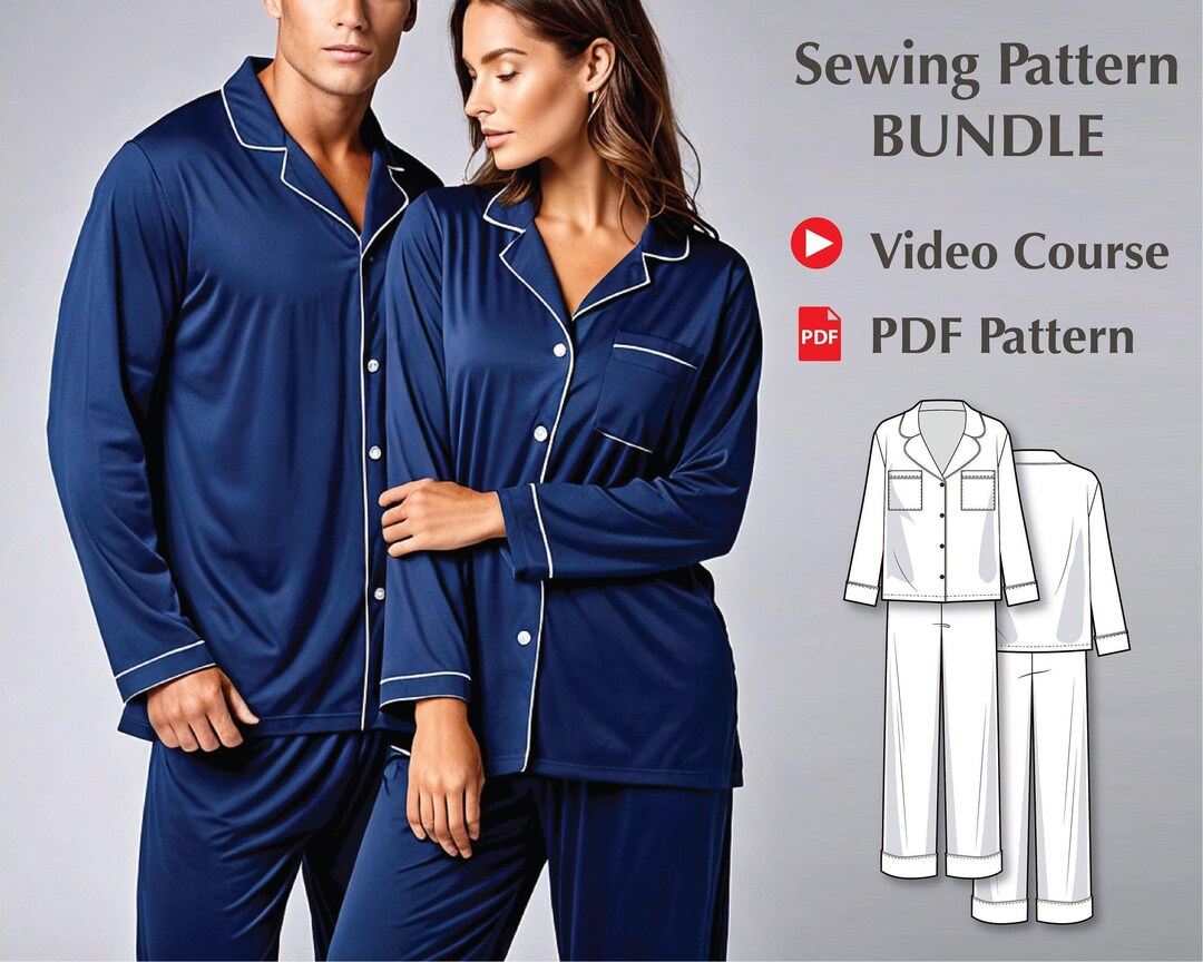 Simple Pj Patterns Pattern Sewing PDF Bundle - Pajama Set Sewing Patterns for Men and ...