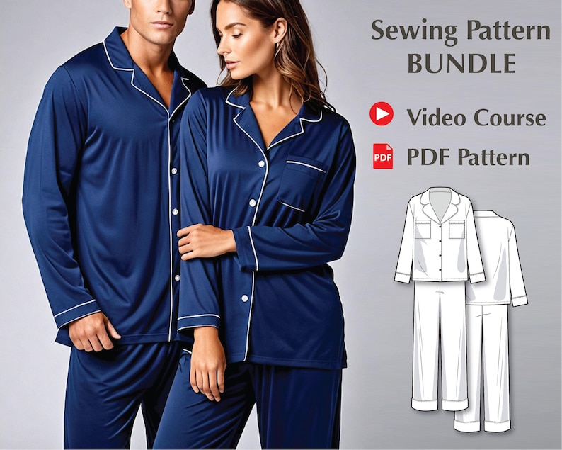 Pattern Sewing PDF Bundle - Pajama Set Sewing Patterns for Men and ...