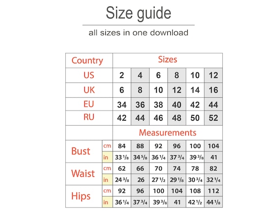 8 Dress size chart women ideas  sewing measurements, dress size chart women,  sewing patterns