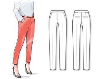 Pants Sewing Pattern - Slim Trousers Pattern - Basic Pants Pattern - Pencil Pants Pattern - Ladies Formal Trousers Pattern - PDF Pattern