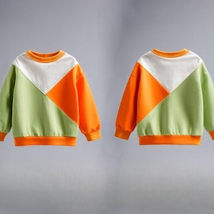 Jungen Colorblock Sweatshirt Schnittmuster PDF, Anfänger Kinder Sweatshirt Muster, Einfaches Nähen Digital Pattern, druckbare PDF Bild 3