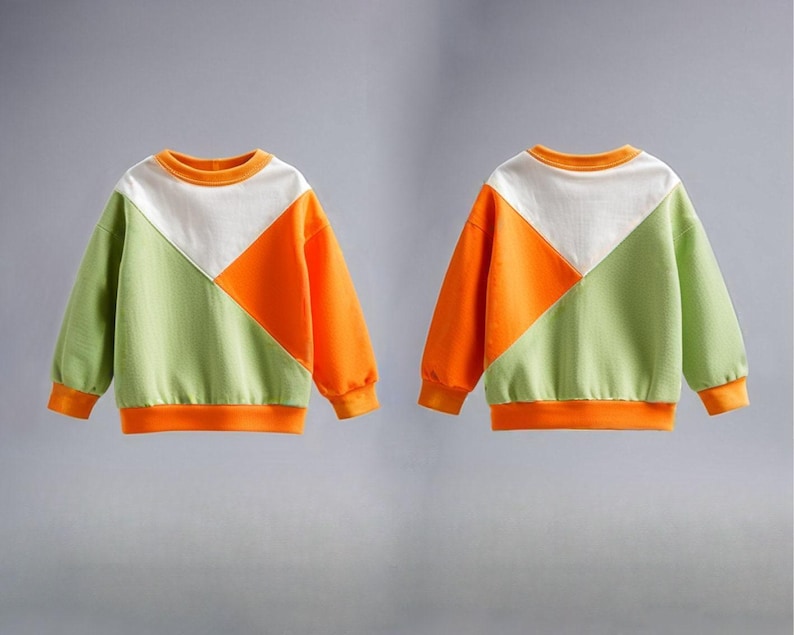 Jungen Colorblock Sweatshirt Schnittmuster PDF, Anfänger Kinder Sweatshirt Muster, Einfaches Nähen Digital Pattern, druckbare PDF Bild 3