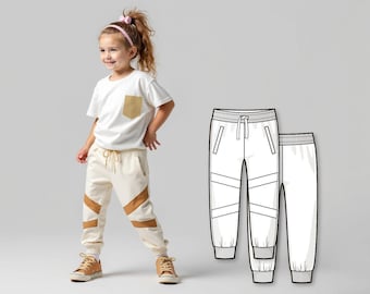 Girls Sweatpants Sewing Pattern PDF, Easy Pants Pattern for Kids, Beginner Digital Sewing Pattern, Printable Sew Pattern Pants