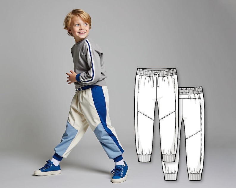 Sweatpant Pattern Block Boys Colorblock Sweatpants Sewing Pattern PDF, Easy Pants Pattern for ...