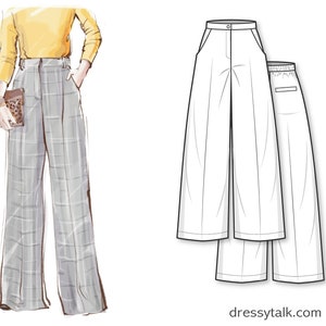 Pants Sewing Pattern - Ladies Formal Trousers Pattern - Flare Pants Pattern - Palazzo Pants Pattern - High Waisted Wide Leg Pants Pattern