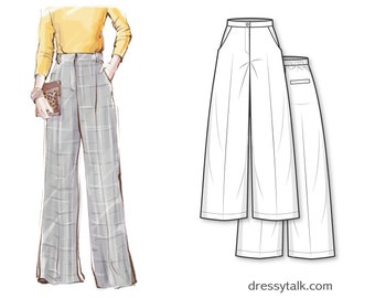 Pants Sewing Pattern - Ladies Formal Trousers Pattern - Flare Pants Pattern - Palazzo Pants Pattern - High Waisted Wide Leg Pants Pattern