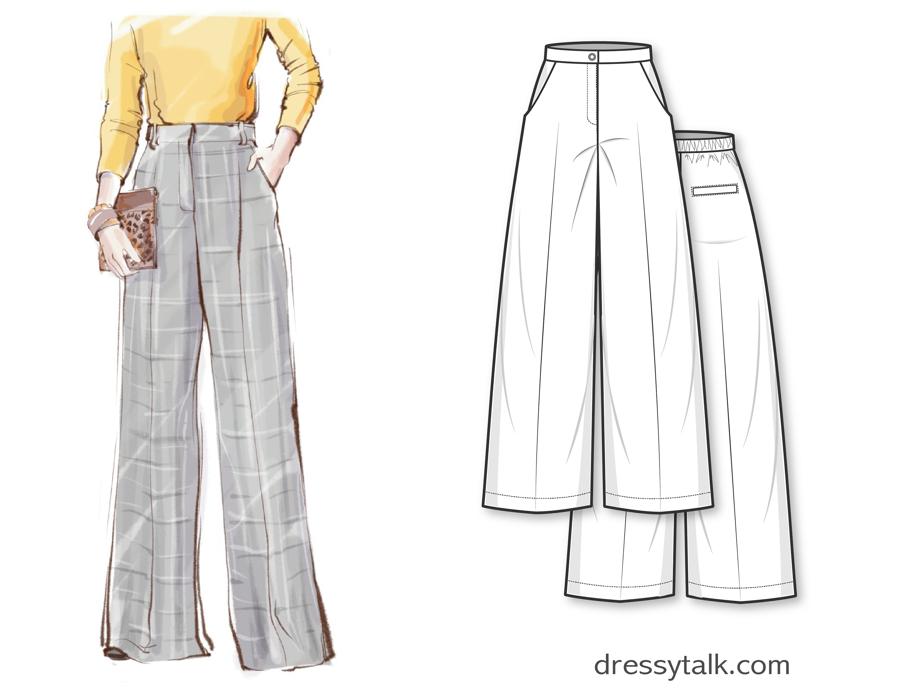 Pants Sewing Pattern Ladies Formal Trousers Pattern Flare Pants Pattern  Palazzo Pants Pattern High Waisted Wide Leg Pants Pattern 