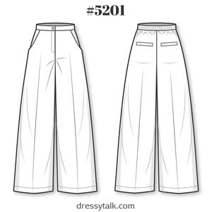 Pants Sewing Pattern - Ladies Formal Trousers Pattern - Flare Pants Pattern - Palazzo Pants Pattern - High Waisted Wide Leg Pants Pattern image 2